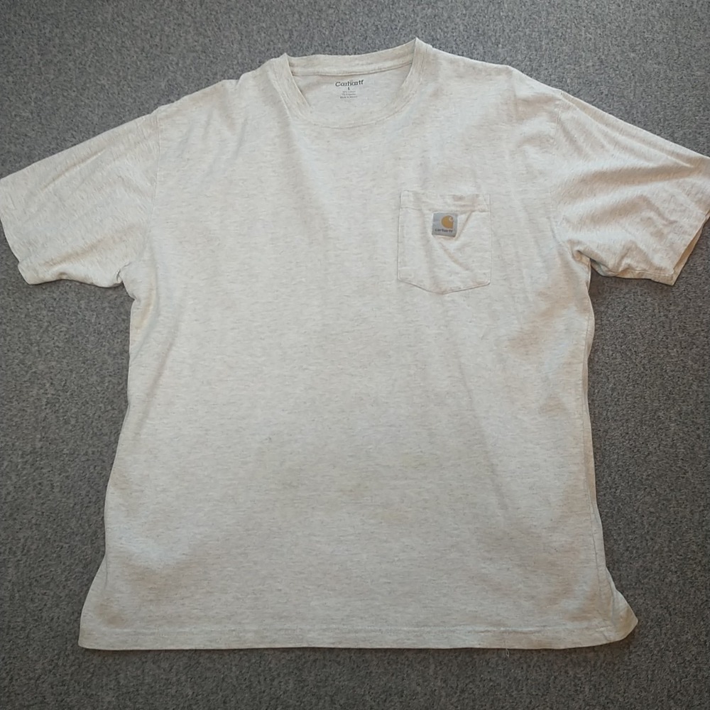 Carhartt Mens Large Ash Gray Heather Short Sleeve Pocket T-Shirt Workwear L
